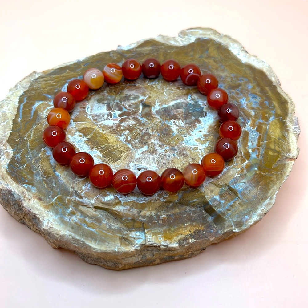 Carnelian beaded bracelet 8mm beads